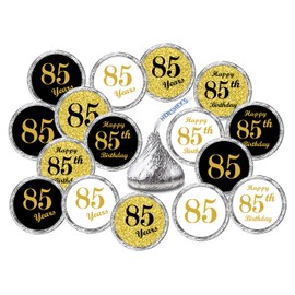 85th Birthday Kisses Stickers, (Set of 324) Chocolate Drops Labels Stickers for 85 Birthday, Hershey's Kisses Party Favors Decor, 9 Designs (36 Stickers of Each)