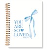 JXREQ Coquette Blue Bow Christian Notebook, Loved John 3:16 Valentine's
