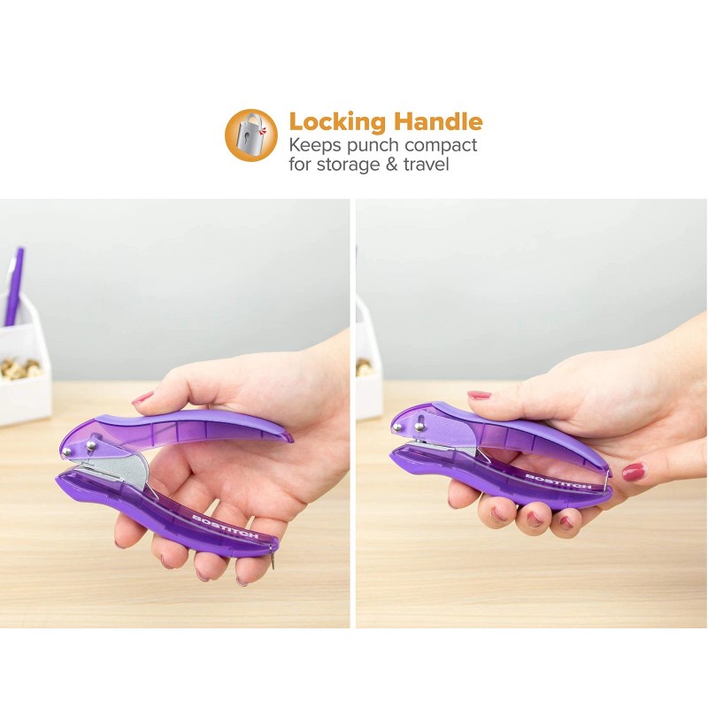 PaperPro EZ Squeeze Hole Punch 1 Pack Jam Free Assorted