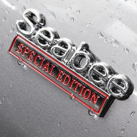 YQCQWL 2 Pack Seabee Special Edition Car Emblem with 4 Adhesives, 3D Badge Decal for Trucks, Metal Stickers Replacement Fit Universal Vehicle, Veteran Gifts for Men (Silver & Red)