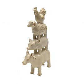 TG,LLC Treasure Gurus Farm Stack Animals Mini Figurines Cow Pig Sheep Rooster Farmhouse Living Room Shelf Home Decor