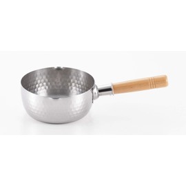 Nichinichi Utensils One-Handed Pot, Induction Compatible, Snow Flat Pot, Stainless Steel, Made in Japan, 6.3 inches (16 cm), Double Mouth Scale Included