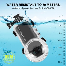 MotuTech Waterproof Case for Insta360 X4 Action Camera 50 m 164 FT Underwater Case Diving Protective Cover Swimming Snorkelling Ski Mountaineering Adapter for Quick Installation 1/4 Inch Screw