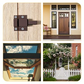 sourcing map Aluminum Alloy Security Car Window Spring Jump Stop Door Latch (Black)