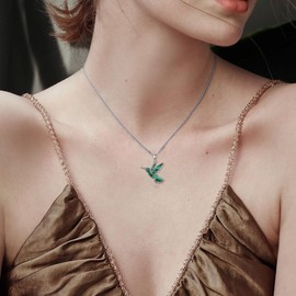 DAYLINLOVE Hummingbird Necklaces Malachite 925 Sterling Silver Humming Bird Pendant Necklace Hummingbird Jewelry Gifts for Women Mom Hummingbirds Lovers