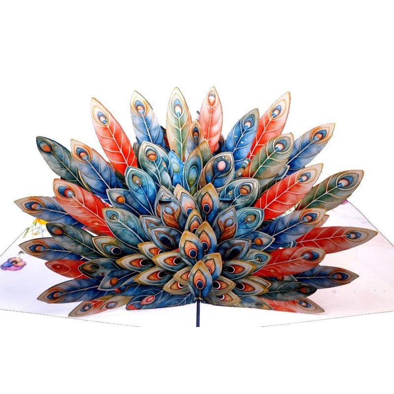 Colorful Peacock Greeting Card, Creative 3D Pop Up Card Peacock