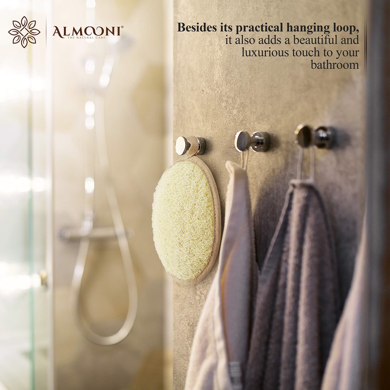 Almooni Natural Loofah Exfoliating Body Scrubber, Made with Natural Egyptian