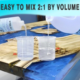 Deep Pour Epoxy Resin, Crystal Clear Resin Kit 48oz, 2"-4" Ultra Clear Finish & Bubble-Free, 2:1 Art Casting Resin for Epoxy River Tables, Wood
