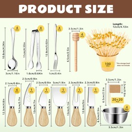 169 Pcs Charcuterie Boards Accessories Charcuterie Utensils Cheese Butter Spreader Knife Set Small Serving Tongs Forks and Spoons Dipping Bowls Honey Dipper Toothpick Flags Cocktail Picks