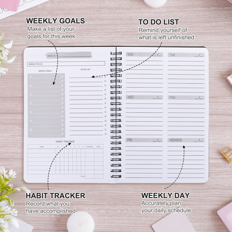 PATIKIL Weekly Goals Notebook, A5 8.3 x 5.7 Inches 52