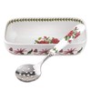 Portmeirion Botanic Garden Cranberry Dish with Slotted Spoon, 2-Piece Set,