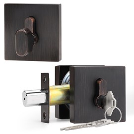 Probrico Single Cylinder Deadbolt Oil Rubbed Bronze(Keyed Different),Keyed One Side,Residential Security Square Door Lock for for Entrance Door and Front Gate,1Pack