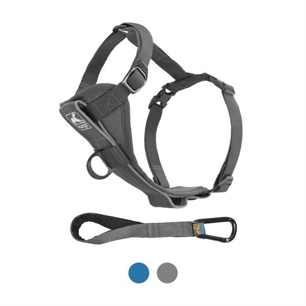 Kurgo Dog Harness | Pet Walking Harness | No Pull Harness Front Clip Feature for Training Included | Car Seat Belt | Tru-Fit Quick Release Style | Large | Grey