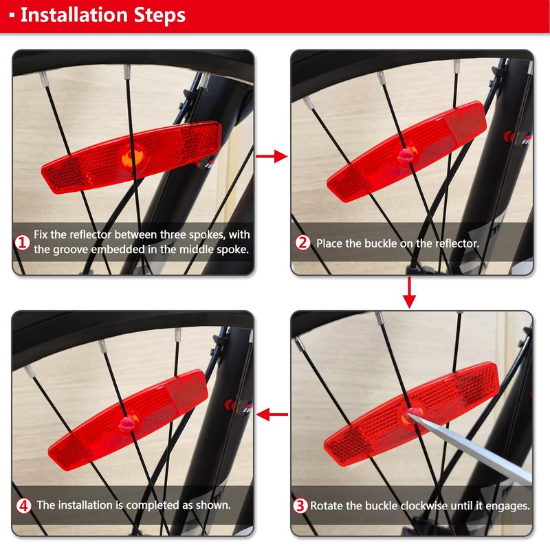 MFC PRO Bicycle Wheel Reflector Red Pack of 2 (Red,