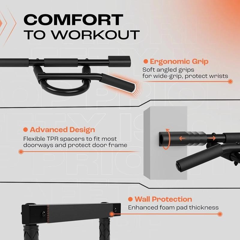 Heavy Duty Pull up Bar for Doorway,Solid Bar Construction,Multi Grips