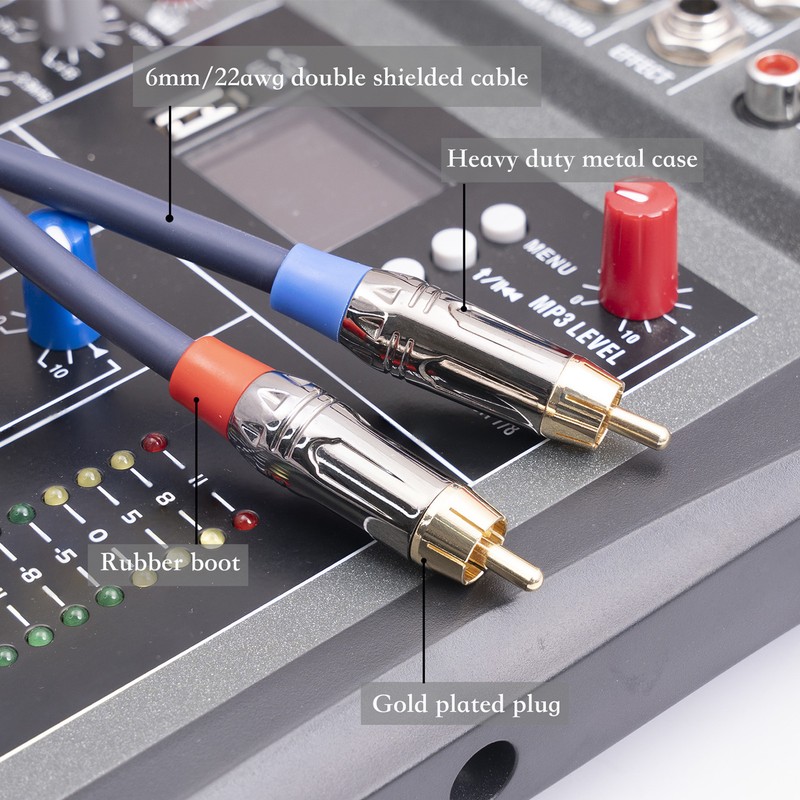Dual XLR to RCA Cable Professional 24K Gold Plated Connector