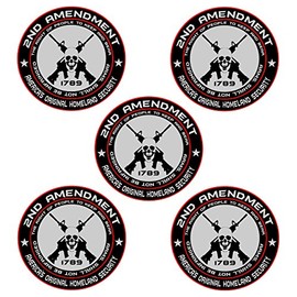 5x 2nd Amendment - America's Original Homeland Security Round Bumper Sticker Decal (5 Inch)