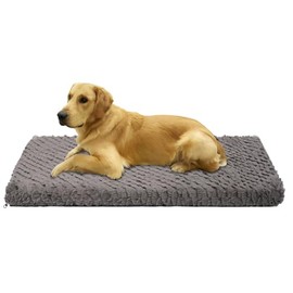HKNMTT Dog Beds For small dog,Orthopedic Dog Crate Pad for Medium Size Dog,Memory Foam Dog Bed,Cat Beds,Dog Mat with Removable Washable Cover&Anti-Slip Bottom,Kennel Pad,Mattress 29 x 18 inches,M,Grey