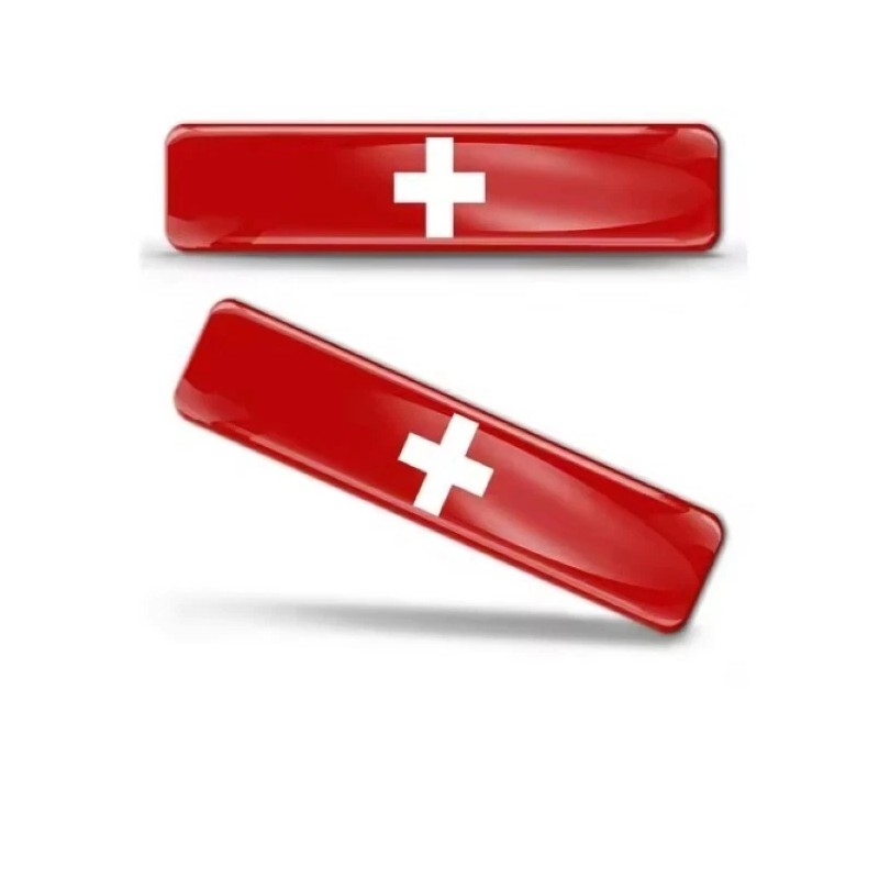 DIGIART INTERNATIONAL SWISS SWITZERLAND FLAG 3D EPOXY CAR EMBLEM SET