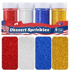 Red White Blue & Gold Patriotic Sanding Sugar Sprinkles - 11.3oz (320g) Sparkling Sugar Crystals for Memorial Day, 4th of July & Patriotic Baking, Cake Decorating, Cupcakes, Cookies & More