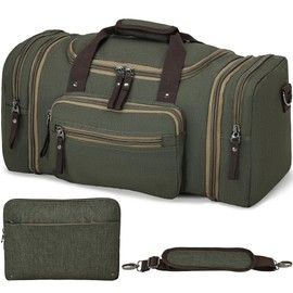 TlaroRiz Travel Bag Polyester Duffle Bag Personal Expandable Carry on Bags with Multiple Compartments and Extra Portable Storage Pouch Overnight Bag for Travelling Camping,Green