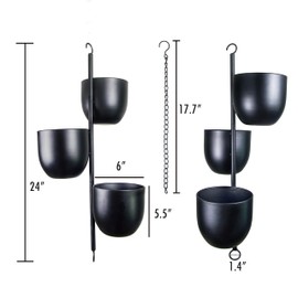 HemePaha Metal Hanging Planters, Three Tiers Black Modern Plant Hanger with 6 Inch Flower Pots in Oval Shape,Wall and Ceiling Plant Holders for Indoor Outdoor Plants, Home Décor
