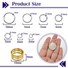 TOAOB 2300pcs Silver Tone Open Jump Rings Jewellery Findings Jewelry Connector Rings 3mm to 10mm with Opener Tool for Jewelry Making