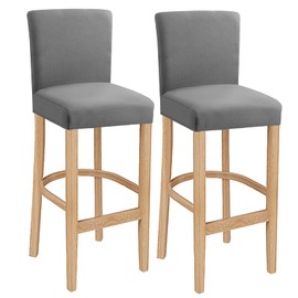 LANSHENG - Fundas para Taburete de Bar, elástico, Lavable, extraíble, con Respaldo Alto, Fundas para sillas de Comedor, Funda Protectora para Silla para Comedor(Gris Claro,2 Piezas)