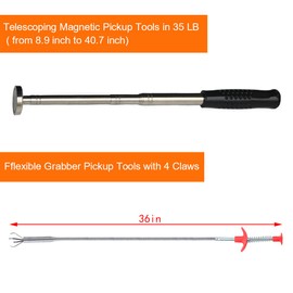 2Pack Magnetic Pickup Tool - Flexible Extra Long Reach Bendable Curve Grabber, Retrieving Telescoping Magnet Pickup Tools，Extendable Magnetic Pick Up Tools，Bendable Spring Magnet Stick