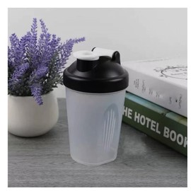 CHNLML Protein Shaker Bottle 400ML/16Oz w. Shaker Ball for Protein Shake, Shaker Bottle with Mixing Ball, Leak-Proof, BPA-Free, for Gym, Workout, Juice Mixer (Black Lid/Clear Cup, 400ML/16OZ)