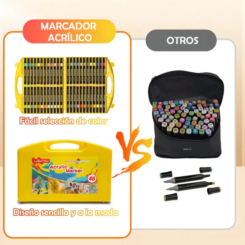 Marcadores Acrílicos Ligutec de Punta Pincel, Pack de 48 para