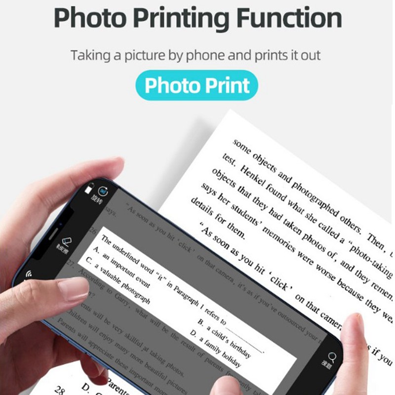 Portable Mini Printer Wireless BT Thermal Printer Easy Operation Compatible