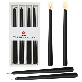 10 Inch Taper Candles Sandalwood Scented Candle Sticks Handmade Set of 4 Long Candle for Halloween Party Decoration(Black)color: Black, size: 2*24cm