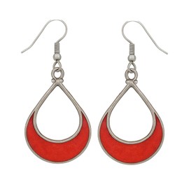 Compressed Coral Gemstone Inlay Beautiful Pear Drop Shape 925 Silver Plated Fashion Contemporary Earrings for Women & Teens Designer Party Gift Jewellery