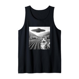 Cat Selfie with Alien UFO Funny Cat Gifts for Men Women Kid Tank Top