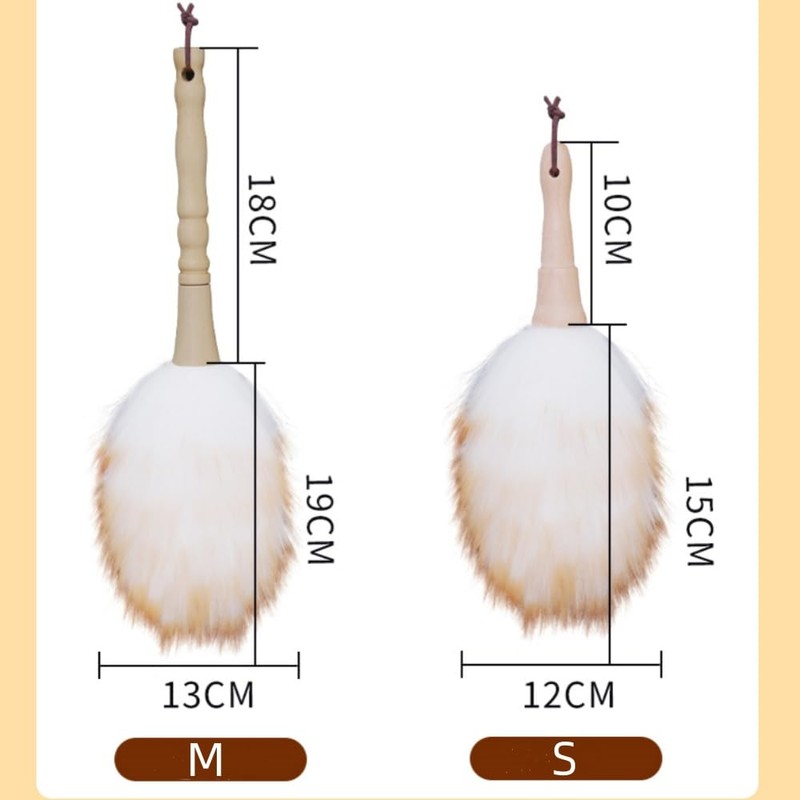 GIMI Wool Duster, Fluffy Wool and Natural Wood Handle, Total