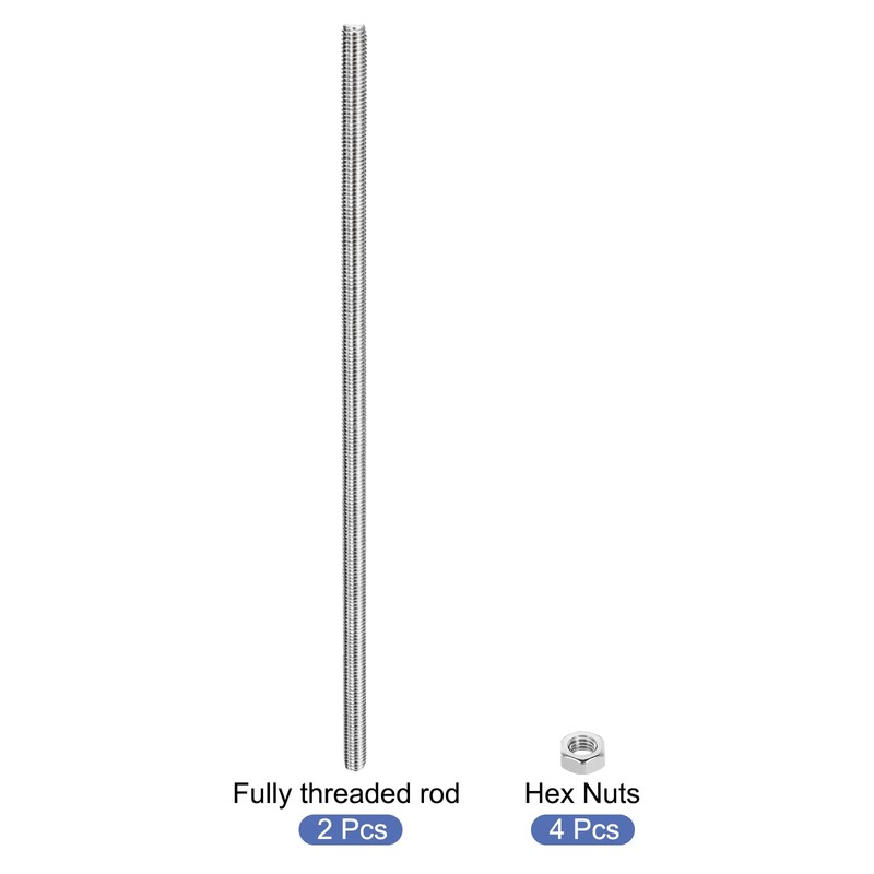 sourcing map 2Pack M8 x 150mm Fully Threaded Rod with