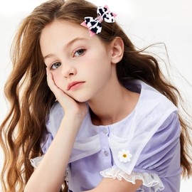 EYEOO 4Pcs Hair Bow Clips Cute Cow Print Hair Accessories for Women Girls Cow Print Birthday Party Ribbon Hair Decoration Gift Cowgirl Princess Cow Hair Barrettes for Little Kids Teens