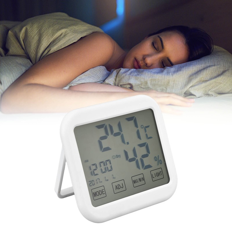 Digital Thermometer Smart Touch Settings Alarm Clock Function Temperature Humidity