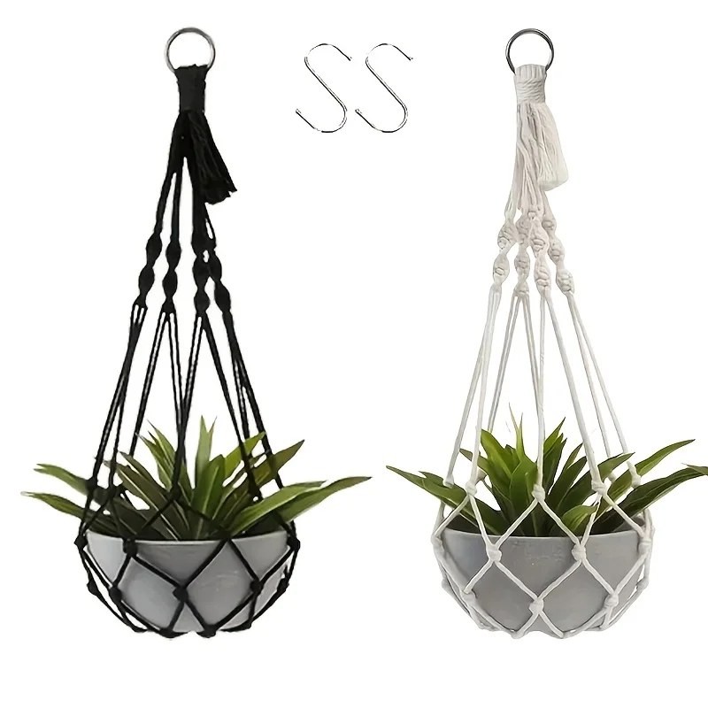 WeedGuard Outdoor Plant Hanger Macrame – Handcrafted Bohemian Holder with Hook, Indoor Outdoor Garden Decor