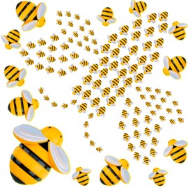 Jetec 100 Adornos de Abejas de Decoración de Resina Pequeña Abejas Pequeñas de 0.98 Pulgadas 0.74 Pulgadas 0.55 Pulgadas Adornos en Forma de Abeja con Parte Posterior Plana Dijes de Abeja (Abeja)