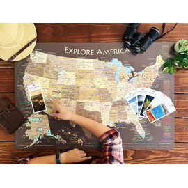 National Parks Map Poster with USA Travel Destinations - Brown Edition US Travel Map Wall Posters - National park checklist (30W x 20H inches)