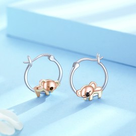 Koala Hoop Earrings for Women Sterling Silver Small Animal Huggie Hoop Earrings for Sensitive Ears Koala Jewelry Gifts for Daughter