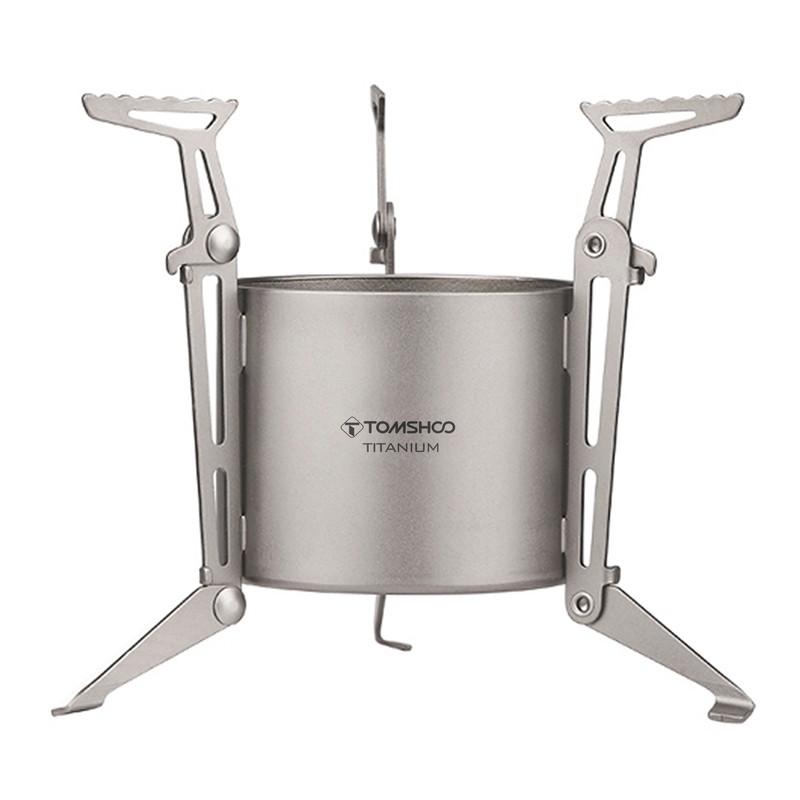 TOMSHOO Titanium Alcohol Stove with Foldable Legs and Pot Supports