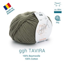 GGH Tavira | Thick cotton for knitting and crochet - suitable as pot flap yarn - 50g ball | Colour 023 - Khaki