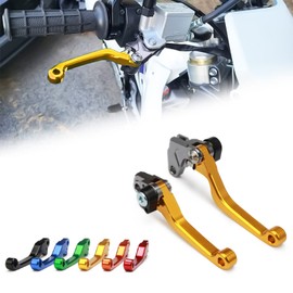 YSMOTO Dirt Bike Levers Unbreakable Billet Pivot Foldable Clutch Brake Lever for RM85 05-17 RM125 RM250 04-08 Motorcycle Motorcross Gold
