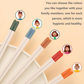 Chopsticks and Chop Stick Helpers 5 Pairs Set, Plastic Hinges Connector Training for Kids, Adults, Beginner, Trainers or Learner, Non-Slip Reusable and Replaceable, Dishwasher Safe (Bubble Fish)