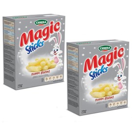 CERERA Magic Corn Sticks - Sweet Glazed Corn Puffs with Sugar and Oil 150g (2 Pack) - Healthy Snack Ideal for Sharing with Friends and Family or Enjoying Anytime - Silver