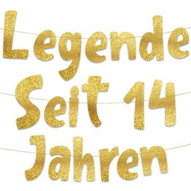 Lustige Banner, Glitzerbanner Legende Seit 14 Jahren, Partyzubehör zum 14. Geburtstag