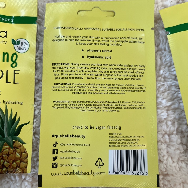 Que Bella 14 Total Que Bella Pineapple Peel Off Face